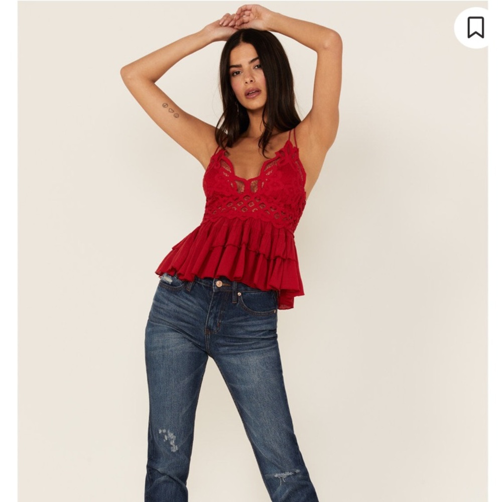 Free People Women’s Adella Cami Lace Ruffled Tank Top - Picture 2 of 7